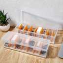 2 Pack Clear Plastic Cable Organizer Box with Adjustment Compartments Plastic Charger Cable Cord Storage Organizer with Lid Cables Storage Box for Drawer Desk Office Home