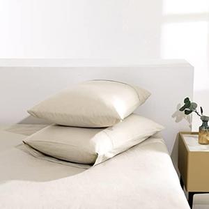 TUMEI 100% Linen Pillow Cases King, Set of 2 King Size Linen Bed Pillow Shams Cover Washed Solid Color Natural Flax Soft Breathable, (35.83"×20.08")