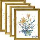 BESCRCL 16x20 Picture Frame Gold, Frames for Wall Display, Rustic Vintage Photo Frame with Shatterproof Crystal Acrylic, 4 Pack