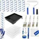 32PCS Paint Roller Kit with Extension Pole - 2 to 4 FT Pole, 4 inch 9 inch Paint Rollers, Paint Brushes for Walls, Painters Tape & Drop Cloth, Microfiber Roller Covers for Professional Painting