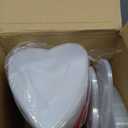 Hushee 48 Pcs Valentine's Day Heart Containers Plastic Food Storage Containers with Lids Heart Shaped Box Disposable Dessert Lunch Box for Valentines Restaurant Fruit Vegetable, 16.9 Oz/ 500 ml