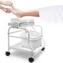 Beauty Salon Nail Or Foot Bath Spa Portable Trolley, Cart for Foot Rest Pedicure Manicure Funiture Massage Table Salon Supplies, Movable White Footrest Stand 2 pack