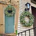 32" Extra Full Eucalyptus Wreath for Front Door, Realistic Baby's Breath Greenery Wreath, Year-Round Farmhouse Decor for Indoor, Outdoor, Porch, Entryway & Wall, Wedding Home Accent