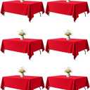 Niuara Red Fabric Rectangle Table Cloth - 6 Pack, 60" × 102" Washable Tablecloth for 5FT Tables, Wrinkle-Resistant & Heat-Proof Table Cover for Weddings, Dinners & Parties