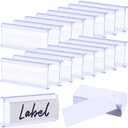 Yulejo 100 Pieces Wire Shelf Label Holders Wire Label Holder Plastic Shelf Tags for Shelving Clips with Paper Inserts, Compatible with 1-1/4 Inch Shelves