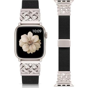 Minyee Magnetic Stretchy Band Compatible with Apple Watch Bands 38/40/41/42/44/45/46/49mm Women Men, Celtic Knot Soft Elastic Nylon Fabric Strap for iWatch Series 11 10 9 8 7 6 5 4 SE/Ultra 3 2 1