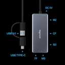 USB C USB3.0 SD Card Reader, 5in1 Multi Card Reader for SD/TF/CF/Micro SD/MS/M2, Drive Free for iPhone 15 pro max/Windows/Mac/Linux/Android (USB3.0 and Type-C)