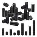 Grub Screws Assortment Kit, 250 Pcs Black Allen Head Hex Socket Grub Screw Set for Door Handle Screws ReplacementLight Fixture Screws4/5/6/8/10/12/16/20/25mm (M6)