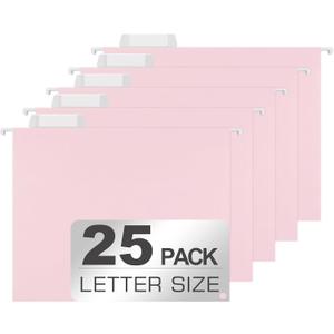 25 Packs Hanging File Folders,Cherry Pink Hanging File Folders Letter Size,Hanging Folders with 1/5-cut Tabs,Hanging Folders for Filing Cabinets, File Organizer Folder for Office,School,Home