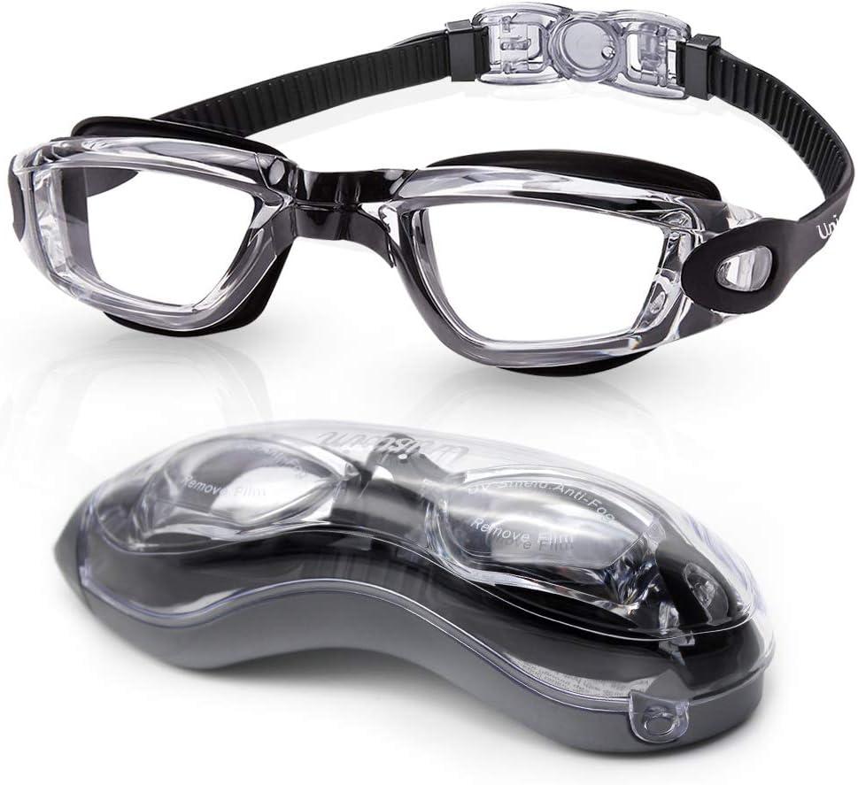 Aegend Swim Goggles, Swimming Goggles No Leaking Full Protection Adult Men Women Youth (Black Clear)