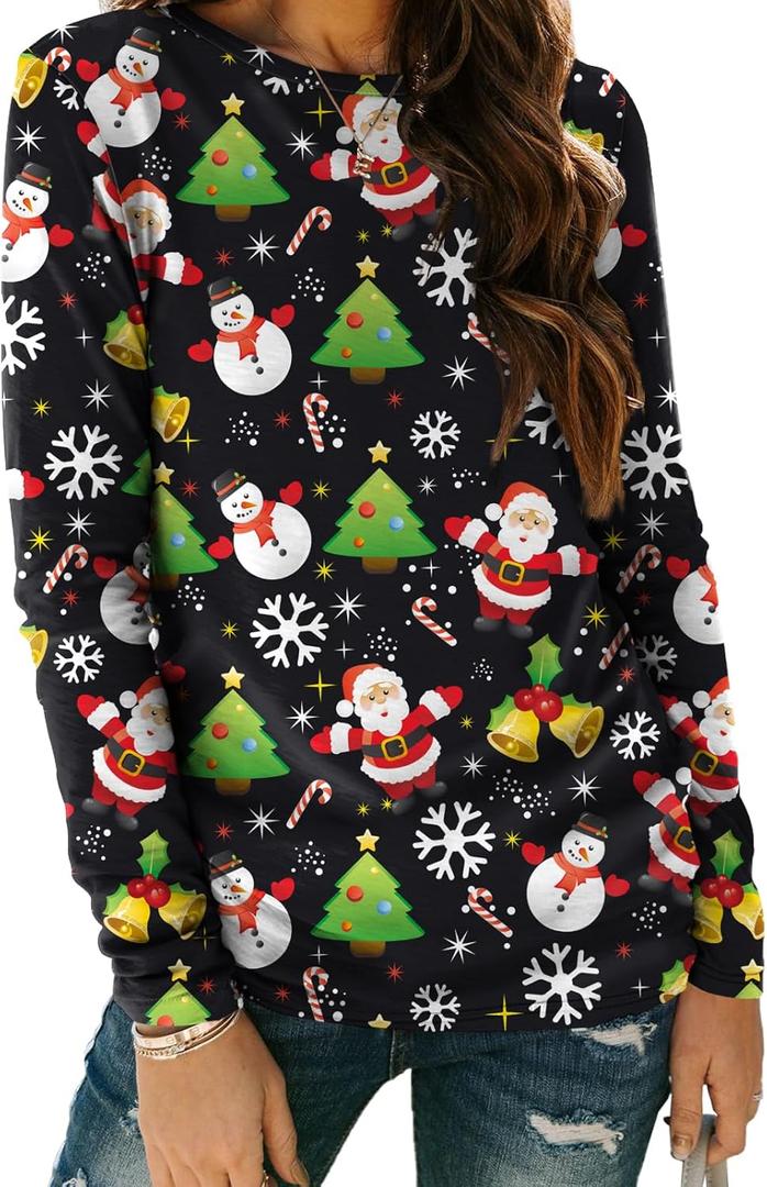 AUTOMET Womens Basic Long Sleeve Crewneck, Plus Size Winter & Spring Top, Casual Fall Tee for Teacher & Everyday Outfits (Black, S)