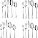 20 Pcs Silverware Set, Stainless Steel Flatware Set for 4, Kitchen Tableware, Cutlery Utensil Include Knives, Forks, Spoons, Dishwasher Safe