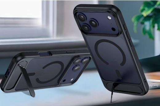 BXYJY for iPhone 17 Pro Magnetic Case with Stand, 2 Glass Screen Protectors, Camera Control, Compatible with MagSafe, Lens Protection, Military Grade, Translucent Matte Case for iPhone 17 Pro, Black