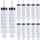 12Pack 60ml Syringe for Liquid - Large Plastic Syringes Without Needle for Food Thick Liquids and Irrigation Water, Lip Gloss Filling, Feeding Dogs Meds, Measuring ( 12 Pack 60 ml / cc )