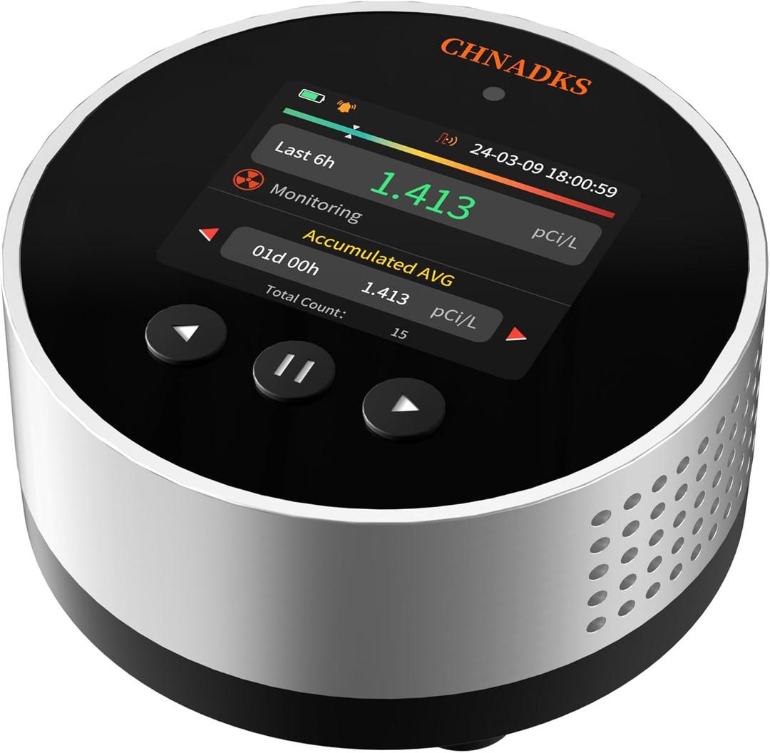 RM-65 Radon Detector for Home Basement, Continuous Radon Monitor with Audible & Visual Alarm, LCD Color Display, Long Term Portable Gas Detector for Home, pCi/L or Bq/m