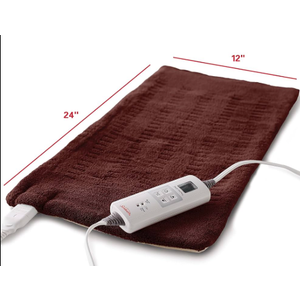 Sunbeam XL Back Neck and Shoulder Heat Therapy 12 x 24 with Auto Shut Off 6 Settings Machine-Washable Comfortable Microplush Fabric - Burgundy