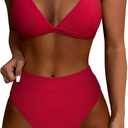 SUUKSESS Women High Waisted High Cut Bikini Set Sexy Triangle Two Piece Swimsuits (M)