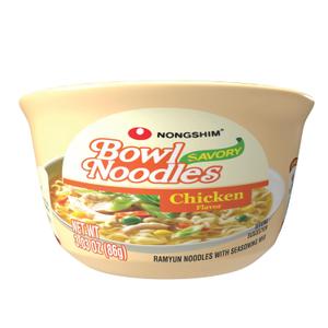 Nongshim Savory Chicken Noodle Soup Instant Ramen, 12 Pack, Microwaveable Bowl Soup Mix, Korean Ramyun with Cabbage & Carrots, Sabor a Pollo (EXP 06/24/27)