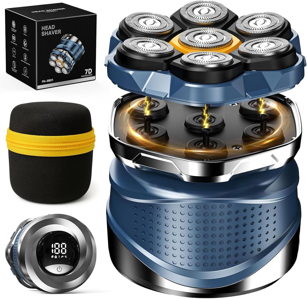 TLMUSE Head Shaver 7D, 2026 Upgraded Magnetic Head Shavers for Bald Men, IPX7 Waterproof Wet/ Dry Electric Razor Men, Rechargeable Shavers for Scalp/ Face/ Beard/ Body