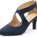 DREAM PAIRS Women's Pumps Closed Pointed Toe Kitten Heels Elegant Party Wedding Dress Shoes for Women (6.5, Navy)