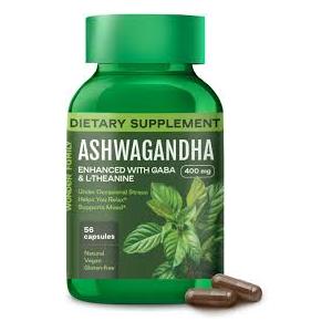 Ashwagandha Complex 400mg with GABA, L-Theanine & B6 Adaptogenic Support for Calm, Focus & Mood 56 Capsules - Non-GMO, Gluten-Free  