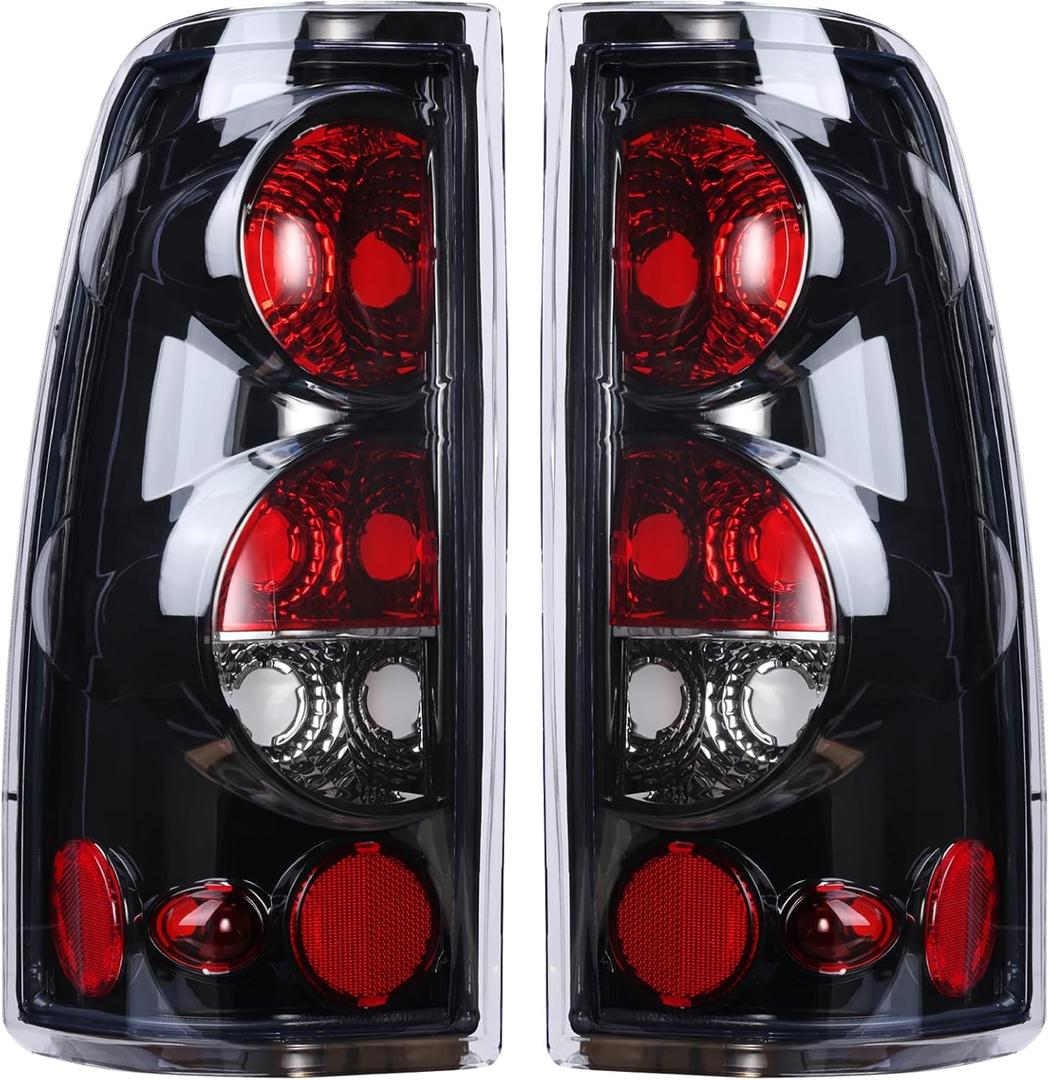 Boine Tail Light Compatible With 1999-2006 Chevy Silverado 1500 2500 3500 GMC Sierra 1500 2500 Driver and Passenger Side Rear Light Brake Lamps (OE Black Clear Lens)