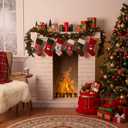 AmazingSpark Christmas Fireplace Cardboard 3D Fake 35.5 x 31.5 x 8 Inch Corrugated Fireplace with Fire Photo Accessories Cardboard Cutout Standup for Christmas Party Background Decor(White)