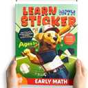Learn by Sticker - Addition & Subtraction Workbook for Kids Ages 4-8, 8-12 - Create 10 Pages Sticker by Number Animal Sports Stars with Fun Games, Activities (Math)
