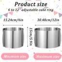 2 Pcs 6 to 12'' Adjustable Cake Ring,15 cm High Stainless Steel Round Cake Rings Mold, Cake Baking Supplies Rings with Scaling for Mousse Baking Dessert Making