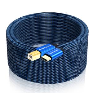 USB C Printer Cable 25ft, High Speed USB C Printer Cord Compatible with Printer, Scanner, Fax, Piano,Midi Keyboard,Audio Recording and More (Blue)