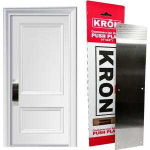 KRON - Door Push Plate, 4 x 16 Metal Plate with Screws for Wood or Metal Doors, Door Protection with Pre-Drilled Holes and Commercial Grade Screws - Stainless Steel
