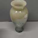 11.8" Tall Blown Green Glass Vase, Colorful Opaque Glass Vase, Unique Design Wide Mouth Art Decoration for Home, Living Room, Dining Table, Pampas Grass Decor (Green)