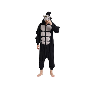 Adult Gorilla Onepiece Costume: Halloween Animal Cosplay Onesie Pajamas Party - Polar Fleece Sleepwear
Size S