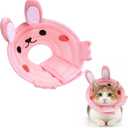 Nogeqi Soft Cone for Cats, Cute Rabbit Shape Cat Donut Collar, Adjustable Pink Cat E Collar, Lightweight Cats Cones to Stop Licking, After Surgery for Pets Dogs Kittes(M)