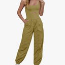 Panadila Womens Workout Onesie Athletic Romper One Piece Jumpsuits Backless Tops Hiking Pants with Pockets Size Small