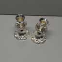 Silver Plated Candlesticks - 2 Pack Set - Pair of 5 Inch Ornate Candle Holders with Round Base and Floral Design