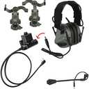 Hdlsina Tactical Shooting Headset + with U94 PTT 2pin with ARC Rail Adapter Noise Reduction & Sound Pickup Ear Protection (Green)