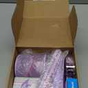 16Pcs Purple Desk Accessories- Purple Office Supplies with Stapler, Tape Dispenser, Pen Holder, Staple Remover, Hole Punch, Paper Clips, Pens, Cute Desk Set for Office Home School Women Students Gift