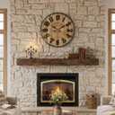 Farmhouse Wall Clock for Living Room Decor, 20 Inch Rustic Wood Metal Clock
