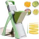 Upgrade Safe Mandoline Slicer for Kitchen, SupMaKin Bigger Entrance Vegetable Food Slice Potato Slicer Chopper, Adjustable Thickness Multi Mandolin, Julienne + Dicer Kitchen Must Haves Green