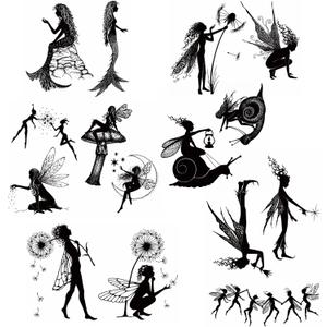 CYFUN DESIGN 6pcs Stamps Jungle Fairy Girl Mermaid Forest Cabin Clear Stamps for Card Making Scrapbooking Paper Crafts Handmade Embossing Stencil Photo Album Decor Template DIY Seal