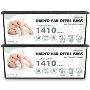 Diaper Pail Refill Bags - Compatible with Genie Easy Roll Signature & Platinum Pails | Each 30 Bags Holds Up to 1410 Newborn Diapers | 7-Layer OdorLock Technology | 2 Pack(60 Bags)