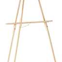 KINGART 65" High Wooden A-Frame Tripod Artist Floor Easel - Adjustable Tray Height, Holds 40" Canvas - Wood Display Holder Stand for Paintings, Drawings, Framed Photos, Signs