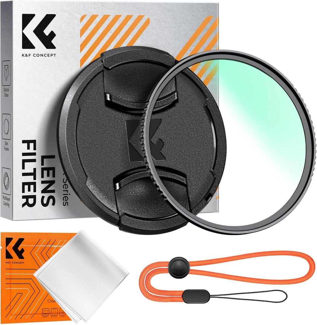 K&F CONCEPT 67mm MC UV Lens Protection Filter with Lens Cap Cleaning Cloth Optical Glass Ultra Slim 18 Multi-Layer Coatings Camera Lens UV Filter (K-Series)