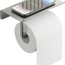 Toilet Paper Holder with Shelf, 304 Stainless Steel 6-Inch Large Bathroom Toilet Paper Holder Wall Mount, Rustproof Toilet Paper Roll Holder for Bathroom, Washroom