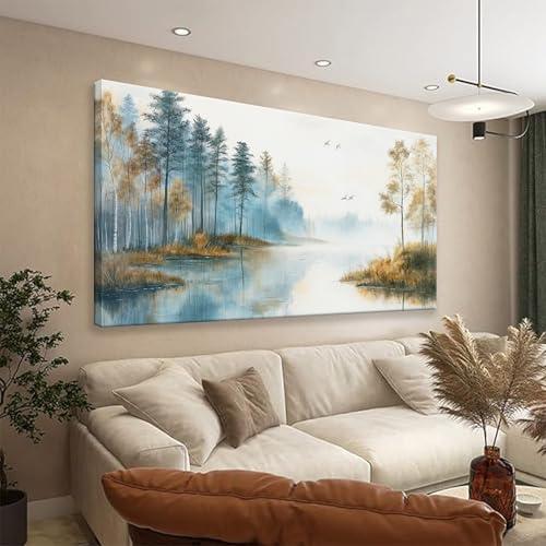 Suconvng Forest Tree Wall Art For Living Room Canvas Wall Art Decor Landscape Prints Painting Modern Print Poster Artwork Wall Painting Bedroom Kitchen Home Wall Decoration 24"X48"