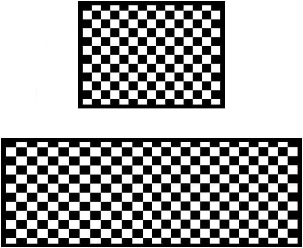 2 Piece Carpet Rubber Backing Non-Slip Kitchen Mat Doormat Area Rugs (17"x23"+17"x47", Black Mosaic)