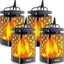 TomCare Solar Lights Upgraded Solar Lantern Flickering Flame Outdoor Hanging Lantern Decorative Lighting Solar Powered Waterproof LED Flame Umbrella Lights for Patio Garden Deck Yard, 4 Pack