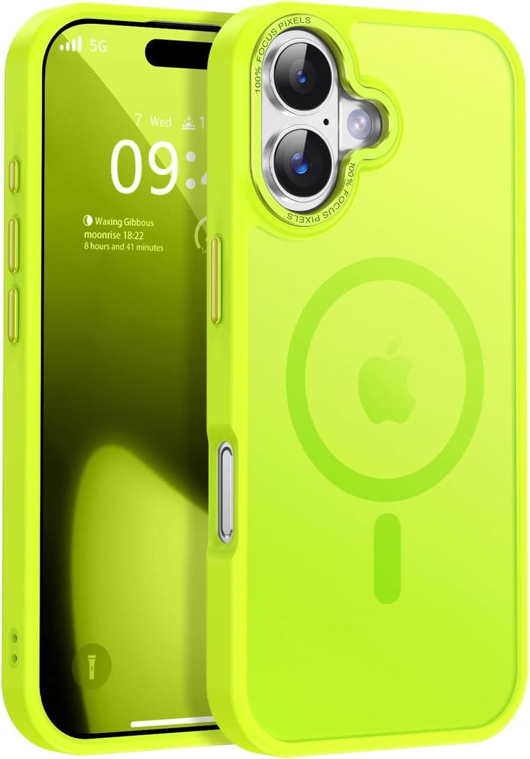 Newfuture Magnetic for iPhone 17 Case [Compatible with Magsafe] [Military Grade Drop Protection] Translucent Matte Anti-Scratch Shockproof Protective Phone Cover 6.3 Inch, Neon Green