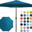 JEAREY 9FT Outdoor Patio Umbrella Outdoor Table Umbrella with Push Button Tilt and Crank, Market Umbrella 8 Sturdy Ribs UV Protection Waterproof for Garden, Deck, Backyard, Pool (Lake Blue)